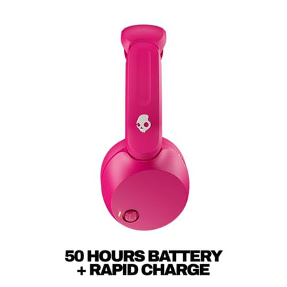 Skullcandy Icon 180 Wireless On-Ear Bluetooth Headphones - Crazy Pink | 50 Hours Battery, Lightweight and Travel Ready, Secure Fit, Sweat and Water Resistant, Microphone iPhone Android, Foldable - color: Crazy Pink