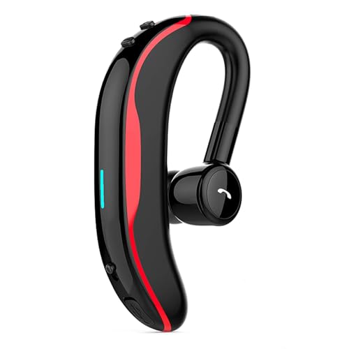 Wireless Earpiece Wireless Headset Handsfree Call Earpiece Noise Cancellation Earbud Long Talk Time Earphone Compatible with Smart Cell Phones Car Driver Trucker Business Office Men Women (Red) - color: Red