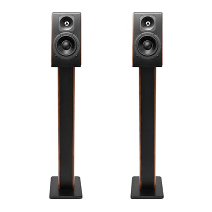 2PCS Bookshelf Speaker Stand Surround Sound, 34" Universal Speaker Stands Pair for Surround Sound Floor Speaker Stands Bookshelf Speaker for Home Theater - color: Brown+Black