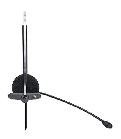 MANHATTAN USB Headset with Mic & 5 ft Cable - Cushion Mono/Single-Sided, On-Ear, in-line Volume Control, Adjustable Headband - for Desktop, Laptop, Computer, 179867 | Wired USB-A earpiece with flexible mic boom, plug-and-play setup, padded fit for calls,