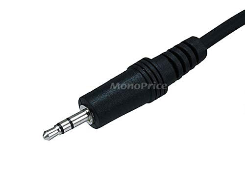 Monoprice 3.5mm Stereo Audio Cable, Male to Male, 6 Feet, Black, 1 Count (Pack of 1) - size: 1 Count (Pack of 1)
