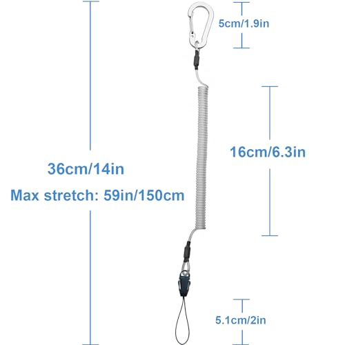 Lix&Rix Retractable Coiled Lanyards with Detachable Buckle | Quick Release Carabiner Clips - color: Silver -Transparent Lanyard