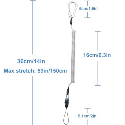 Lix&Rix Retractable Coiled Lanyards with Detachable Buckle | Quick Release Carabiner Clips - color: Silver -Transparent Lanyard