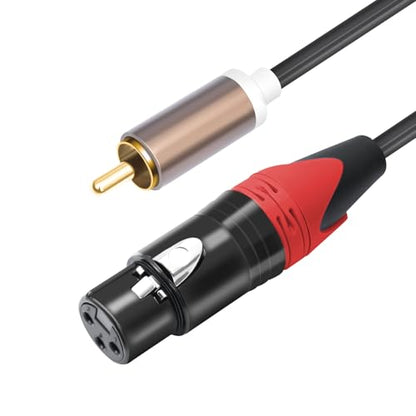 RCA to XLR HiFi Audio Cable 10 Feet, 2 RCA Male to 2 XLR Female, Black with Red/Black Tail, 4N OFC Wire and Gold-Plated Conductors for Amplifier, Mixer, Microphone - size: 10FT, style: 2 RCA Male to 2 XLR Female