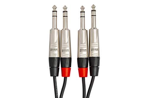 Hosa HSS-001.5X2 프로 스테레오 인터커넥트, 듀얼 REAN 0.6cm(1/4인치) TRS to Same, 4.8m(1.5피트) - size: 1.5피트