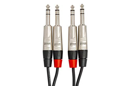 Hosa HSS-001.5X2 프로 스테레오 인터커넥트, 듀얼 REAN 0.6cm(1/4인치) TRS to Same, 4.8m(1.5피트) - size: 1.5피트