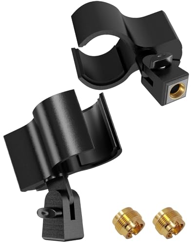 Upgraded Microphone Clip Holder, Universal Adjustable Microphone Holder for All Microphones Size at 32mm-60mm, with 5/8" to 3/8" Screw Adapter - 2 Pack