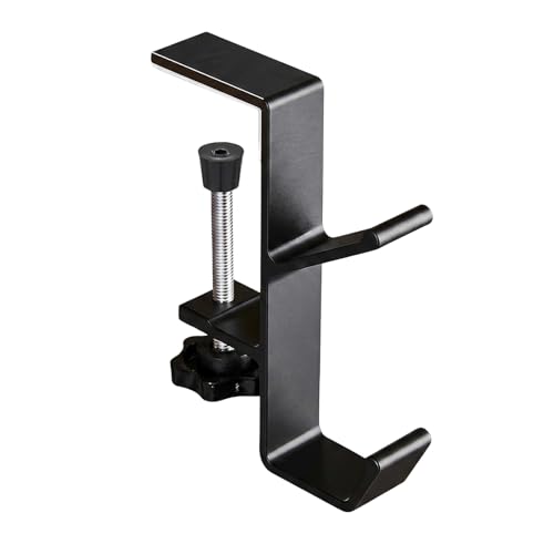 Black Desk Mount Purse Hook | Portabl Adjustable Clamp-On Backpack Hanger Table Bag Holder ,for Handbags Headphones(Double Hook) - color: Black Double Hook