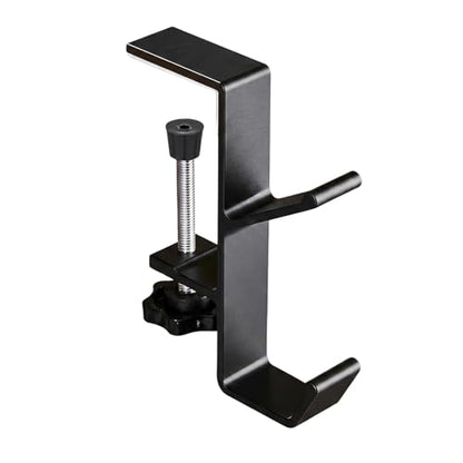 Black Desk Mount Purse Hook | Portabl Adjustable Clamp-On Backpack Hanger Table Bag Holder ,for Handbags Headphones(Double Hook) - color: Black Double Hook