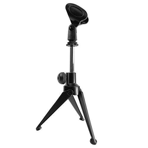 Adjustable Tabletop Mic Stand Portable Foldable Desktop Tripod Microphone Stand with Clip