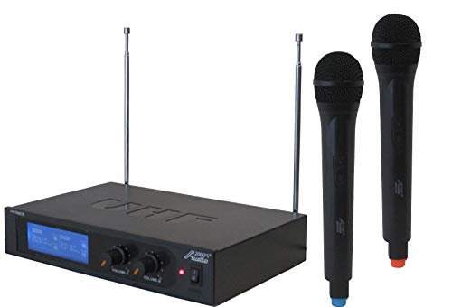 AUDIO 2000'S AWM6026V Dual Channel VHF Wireless System with Two Handheld Wireless Microphones and One 2-Channel Wireless Receiver