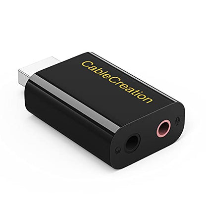 CableCreation USB Audio Adapter with 3.5mm Jack, USB External Stereo Sound Card with 3.5mm Earphone and Microphone for PS4, PS5, Windows, Mac, Linux, Plug and Play, Black (Pack of 2) - color: Black, size: 2-Pack