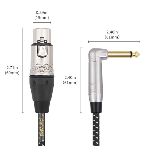 6Feet Right Angle 1/4 TS to XLR Female Micphone Cable,6.35mm Mnon to XLR Female Mixer, Active Speaker Signal Cable - size: 6Feet