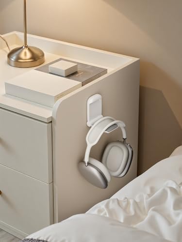 MAMUVIMO Headphone Stand, 2 Pack Headset Stand Foldable＆Sticky, Headphone Holder Hook Mount with Non-Slip Silicone, Adhesive Earphone Desk Hanger Clip Space-Saving for Airpods Max, All Earphones White - color: White, size: 2 Pack