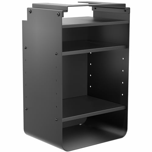 VIVO Under Desk Storage Cabinet, High Capacity Shelving Unit with Height Adjustable Shelves, Holds 44 lbs, Black, DESK-SC01
