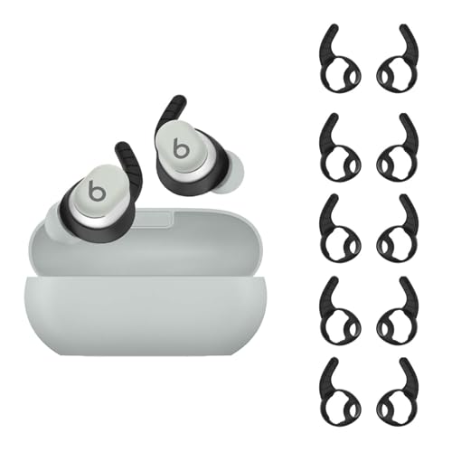 Ear Hooks for Beats Solo Buds, 5 Pairs Ear Hook Compatiable with Beats Solo Bud 2024 Silicone Accessories Anti-Slip Ear Covers Holder [Not Fit in The Charging Case](Black)