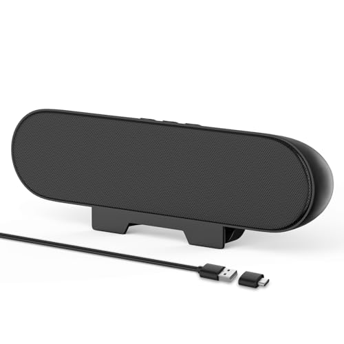 YYV Computer Speakers for Desktop Monitor | Single USB Speakers for Desktop PC,Laptop Speaker with Loud Sound,Volume Control Easily Clamps to Monitors(Black)