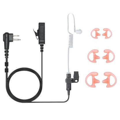 2-Pin Radio Earpiece with PTT Mic for Motorola CP200 CP200D & More | Clear Audio, Durable Cable & Comfortable Fit for Long Shifts. Reliable Communication for Security, Hospitality & Daily Use