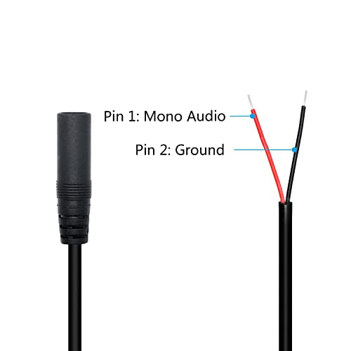 4Pcs 3.5mm Female Plug to 2Pin Bare Wire Open End Cable 3FT, TS 2 Pole 1/8'' 3.5mm Audio Wire Replacement Cable, for AUX Connector Audio DIY Cable Repair - color: 3.5mm Female Plug TS 2 Pole - 1M/3FT