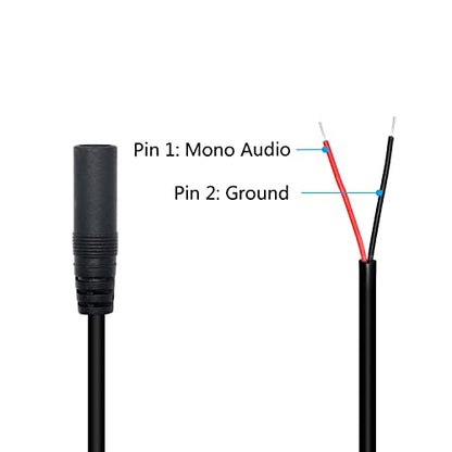 4Pcs 3.5mm Female Plug to 2Pin Bare Wire Open End Cable 3FT, TS 2 Pole 1/8'' 3.5mm Audio Wire Replacement Cable, for AUX Connector Audio DIY Cable Repair - color: 3.5mm Female Plug TS 2 Pole - 1M/3FT