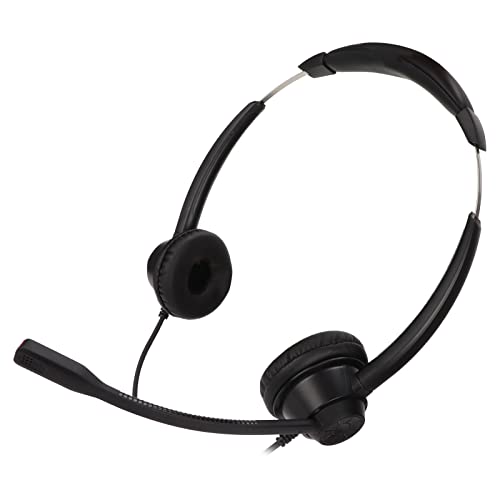 2.5mm Office Headset, Dual Ear Telephone Headphone with Noise Cancelling Microphone, Binaural Customer Service Headphones for Phone Sales Hospitals Banks, Comfortable ABS Material