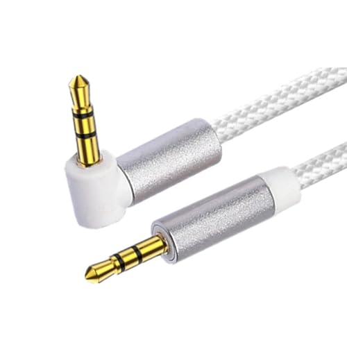3.5Mm Aux Cable 3.5Mm Aux Cord 90 Degree Right Angle Auxiliary Cable Easy Connection Quality Sound for Smartphones and Speaker, Length: 200cm, White - size: Length: 200cm