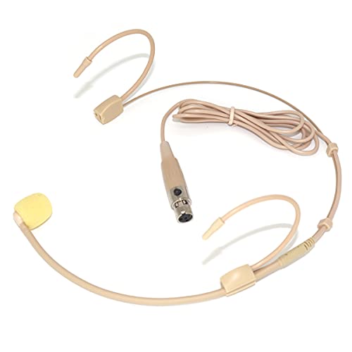 Headset Microphone Headworn Mic Compatible with Shure Bodypack | Condenser Cardioid Double Over Ear Earset Headband Mic for Transmitter System Mini 4 Pin XLR TA4F Plug