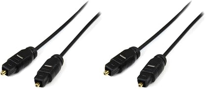 StarTech.com 10 ft. (3 m) Digital Optical Audio Cable - Toslink Digital Optical SPDIF - Ultra-Thin - Male/Male (THINTOS10), Black (Pack of 2) - size: 10 ft Pack of 2, style: Toslink