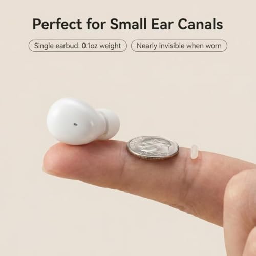 Ultra small mini earphones ，Mini Invisible Wireless Earbuds for Small Ear Canals, Low Profile Hidden Sleep Earbuds, IPX5 Waterproof Bluetooth Headphones for Work, Side Sleep & Daily Use (white) - color: White