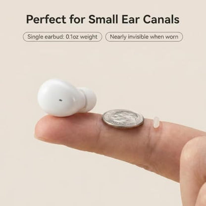Ultra small mini earphones ，Mini Invisible Wireless Earbuds for Small Ear Canals, Low Profile Hidden Sleep Earbuds, IPX5 Waterproof Bluetooth Headphones for Work, Side Sleep & Daily Use (white) - color: White