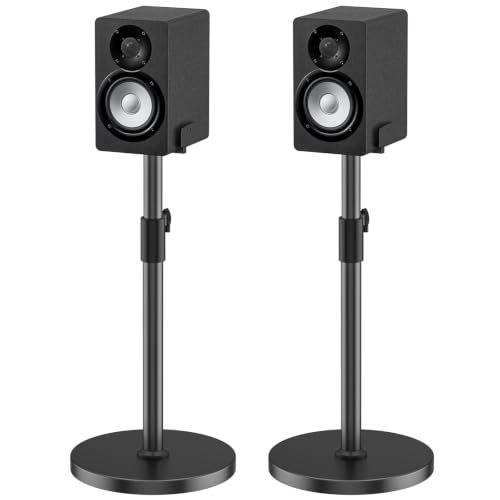Heavy Duty Studio Monitor Stand Pair for Yamaha HS5/HS7/HS8, Edifier MR4/MR5, JBL 305P, Height Extend 29-37.5", Dual Side Clamp Fit 5"–11" Speaker Stand, Built-in Cable MGMT&Anti-Vibration Foam Pads