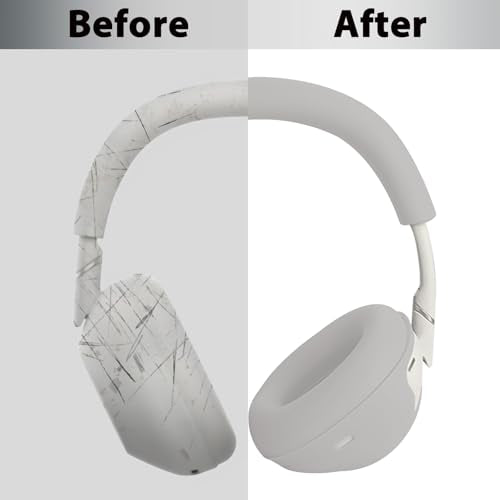 Adhiper 3-in-1 Silicone Sweat Case Cover for Sony WH-1000XM6 Headphones, XM6 Covers Accessories Silicone Ear Pads Covers & Headband Cover & Ear Cup Protector, Washable & Sweatproof - Platinum Sliver - color: Platinum Sliver