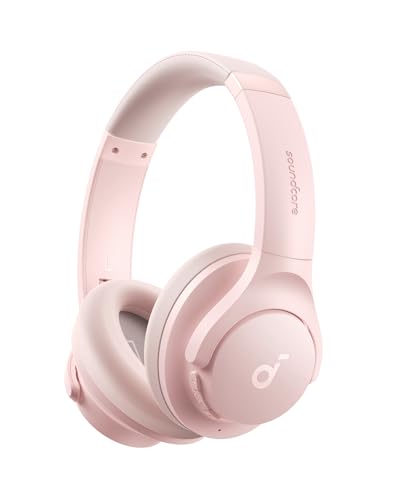 Soundcore by Anker Q20i Hybrid Active Noise Cancelling Headphones, Pink | Over-Ear, Bluetooth, 40H ANC Playtime, Hi-Res Audio, Big Bass, Transparency Mode, Customize via App, Travel, Home, Office - color: Pink