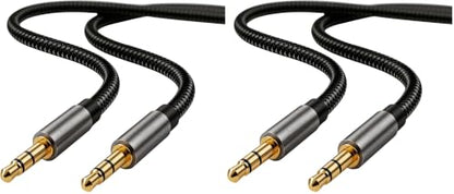 Aux Cord for Car 6 ft,3.5mm Audio Cable Male to Male Stereo Hi-Fi Sound Nylon Braided aux to aux 1/8 Cable for Headphones Car Home Stereos Speakers Tablets (Pack of 2) - size: 6Ft (Pack of 2)