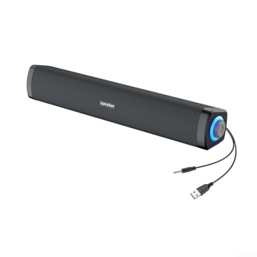 Wired Computer Speakers, Dual Driver High Volume Soundbar for PC, Laptop, TV, Phone, Office, Gaming, Compact ABS Desktop System, Blue Black Gray(black)