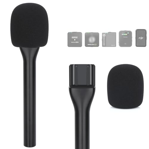 Wireless Mic Handheld Adapter with Foam Cover Fits DJI Mic 2, Rode Wireless GO II/ME, SYNCO G2/A2 and Hollyland Lark 150, Interview Microphone Adapter - color: 1-PCS