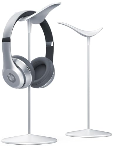 Lamicall Headphone Stand Desktop Headset Holder, Elegant Earphone Stand | Unique Appearance Design, Ultra Sturdy, Multi-Scenario Use for All Headset like Airpods Max, HyperX, Beats, Senn heiser - color: White