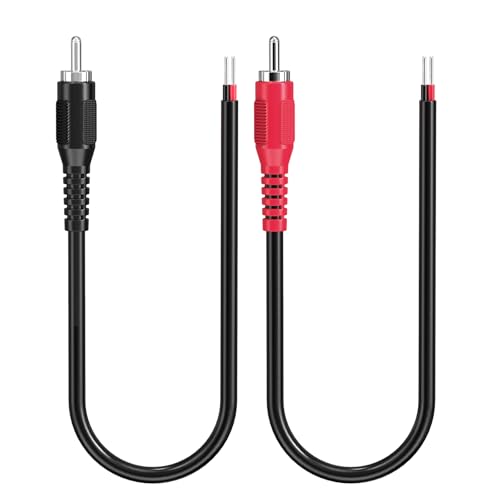 RCA to Speaker Wire, 18AWG 2 Pack RCA Male Plug Adapter to Bare Cable Open End, UIInosoo Audio Cable 1ft, Black and Red - size: 1ft