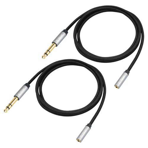 1/4" to 3.5mm Headphone Extension Cable,5FT- 6.35mm Quarter inch Male to 1/8 inch Female Stereo Jack Audio Adapter for Amplifiers, Speaker, Guitar Amp,Home Theater, Mixing Console (1.5m-2PACK) - size: 6.35M-3.5F-2PACK