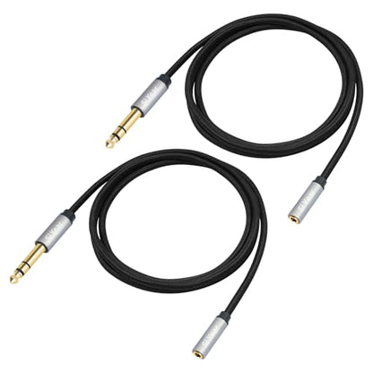 1/4" to 3.5mm Headphone Extension Cable,5FT- 6.35mm Quarter inch Male to 1/8 inch Female Stereo Jack Audio Adapter for Amplifiers, Speaker, Guitar Amp,Home Theater, Mixing Console (1.5m-2PACK) - size: 6.35M-3.5F-2PACK