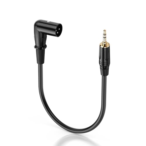 1/8 inch to XLR Balanced Cable,Right Angle XLR Male to 3.5mm TRS Male Audio Adapter Cable for Speaker, Mixer，Live Performance & Recording (0.3M)