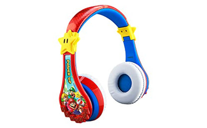 Super Mario Wireless Bluetooth Portable Kids Headphones with Microphone, Volume Reduced to Protect Hearing Rechargeable Battery, Adjustable Kids Headband for School Home or Travel - color: Super Mario