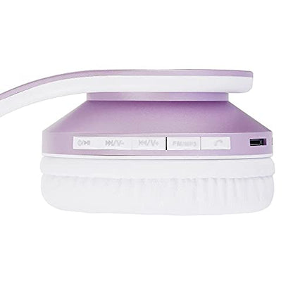 PowerLocus Wireless Bluetooth Over-Ear Stereo Foldable Headphones, Wired Headsets Rechargeable with Built-in Microphone for iPhone, Samsung, LG, iPad (Purple/White) - color: Purple/White