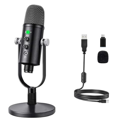 USB Microphone Metal Condenser Mic:Plug&Play Gaming Microphones on PC,Mac,Twitch and YouTube,Recording Microphone Computer PC Mic for Streaming,Podcasting