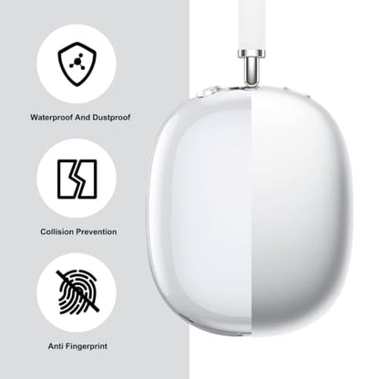 MOLOPPO Clear Case for AirPods Max 2/1 (2026/2024/2020) USB-C/Lightning | Soft TPU, Full Protection, Anti-Scratch, Transparent, Slim Fit - color: B-Clear