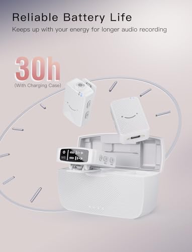 FIFINE M9W Wireless Lavalier Dual Lapel Microphone Kit for Vlog Interview | Condenser Clip-On Lapel Mic System, Charging Case, for Android Vlog YouTube TikTok Interview - color: White