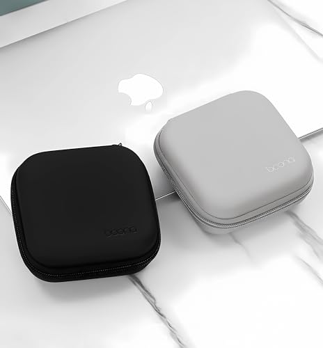 4.4"x4.4" Travel Charger Organizer Storage Pouch, Black PU | Portable travel pouch, holds MacBook power adapter, cables, USB drives, earphones and small electronics - color: Black-Small-PU