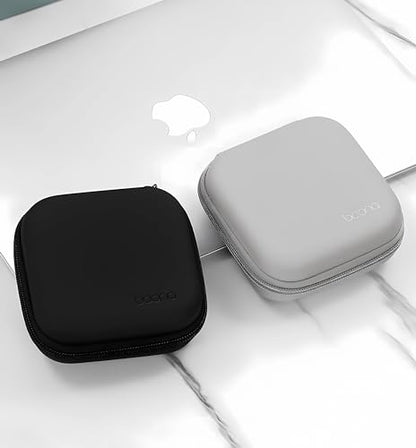 4.4"x4.4" Travel Charger Organizer Storage Pouch, Black PU | Portable travel pouch, holds MacBook power adapter, cables, USB drives, earphones and small electronics - color: Black-Small-PU