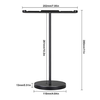 Double Headphones Stand, Aluminum Alloy Desk 3 Headsets Holder Supporting Desktop Earphone Hanger Mount Storage Rack with Heavy Base for Home and Office Display Spacegrey - color: Spacegrey