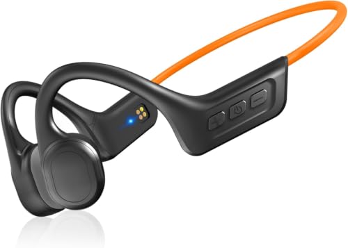 Bone Conduction Headphones,IPX7 Waterproof Wireless Bone Headphones,Open Ear Headphones Bluetooth 5.3 Built-in Mic,10H Playtime for Running,Cycling,Hiking,Gym,Workout. - color: Light Orange
